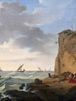 Beau tableau ancien marine orientaliste animée Algérie 1830 suiv Fatio, HST 19e - Miniature 3