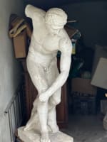 Grand discobole atelier sculpture plâtre décor antique 155cm XIXe Olympe Jeux - Miniature 5