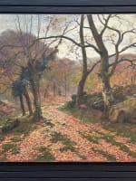 Grand tableau ancien paysage forêt Barbizon Fontainebleau impressionniste Dufau - Miniature 3