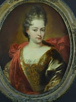 Beau tableau ancien portrait de dame baroque costume 1720 Mulinaretto Italie 95c - Miniature 2