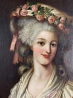 Tableau ancien portrait femme courtisane coiffe Princesse de Lamballe Louis XVI - Miniature 4