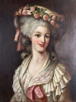 Tableau ancien portrait femme courtisane coiffe Princesse de Lamballe Louis XVI - Miniature 5