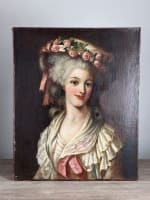 Tableau ancien portrait femme courtisane coiffe Princesse de Lamballe Louis XVI - Miniature 7