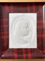 Ancienne sculpture marbre portrait de vierge profil signé J Alberola Art déco - Miniature 1