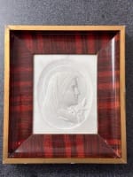 Ancienne sculpture marbre portrait de vierge profil signé J Alberola Art déco - Miniature 7