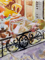 Dessin Jean Terles portrait femme à la fenêtre parisien art français 1930 - Miniature 2