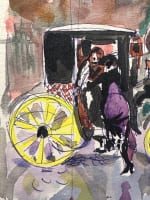 Dessin Jean Terles portrait femme élégante fiacre parisien art français 1930 - Miniature 2