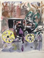 Dessin Jean Terles portrait femme élégante fiacre parisien art français 1930 - Miniature 3