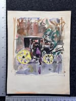 Dessin Jean Terles portrait femme élégante fiacre parisien art français 1930 - Miniature 4