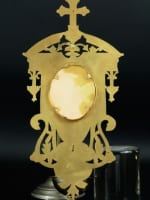 Ancien bénitier 19e métal doré miniature peinte holy water font - Miniature 4