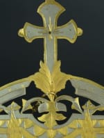 Ancien bénitier 19e métal doré miniature peinte holy water font - Miniature 6