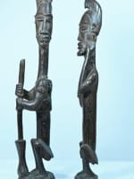 Ancienne statue africaine Massengo maternité couple 1950 bois sculpté palmier x2 - Miniature 4