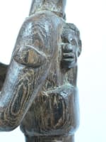 Ancienne statue africaine Massengo maternité couple 1950 bois sculpté palmier x2 - Miniature 6