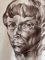 Dessin moderne portrait de jeune femme Marc Dautry Montauban + 2 encre - Miniature 1