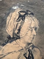 Dessin ancien portrait femme Hollande coiffe 19ème Madame Ten Kate Van Loo - Miniature 1