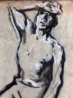 Dessin Jean Terles Beaux Arts portrait d'homme à genoux torse nu académie 1930 - Miniature 4