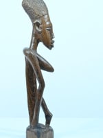 Ancienne statue africaine Massengo maternité féminité 1950 bois sculpté palmier - Miniature 5