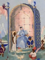 Ancien dessin portrait Temple oriental Page art déco René Paulz suiv. Erté - Miniature 2