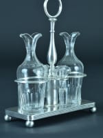 Ancien vinaigrier huilier XIXe Christofle métal argenté cristal serviteur - Miniature 4