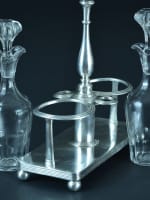 Ancien vinaigrier huilier XIXe Christofle métal argenté cristal serviteur - Miniature 6