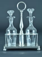 Ancien vinaigrier huilier XIXe Christofle métal argenté cristal serviteur - Miniature 9