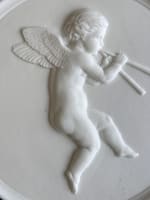 Ancienne plaque porcelaine Thorvaldsen ange amour Bing Copenhague cadre doré XIXe - Miniature 4