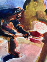 Ancien dessin cheminot locomotive animée illustration Jean Terles Art Deco - Miniature 3