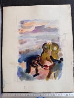 Ancien dessin cheminot locomotive animée illustration Jean Terles Art Deco - Miniature 5