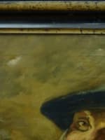 Tableau ancien portait homme à la pipe bistrot fumeur tabacologie Lambert HST 19 - Miniature 7