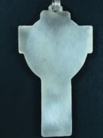 Superb modernist religious bronze silver plated pectoral cross crucifix signed - Miniature 3