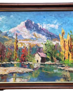 Beau tableau ancien neige montagne Alpes Grésivaudan Dents de Crolles Debono HST - Miniature 3