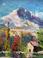 Beau tableau ancien neige montagne Alpes Grésivaudan Dents de Crolles Debono HST - Miniature 4