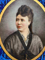 Tableau ancien plaque porcelaine portrait femme homme costume Yvetot Limoges x 2 - Miniature 5