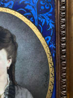 Tableau ancien plaque porcelaine portrait femme homme costume Yvetot Limoges x 2 - Miniature 6