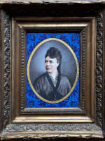 Tableau ancien plaque porcelaine portrait femme homme costume Yvetot Limoges x 2 - Miniature 10