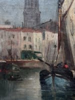 Tableau ancien le port de La Rochelle marine animé bateau Furcy de Lavault XIXe - Miniature 3