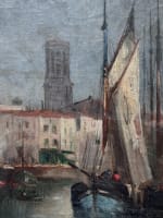 Tableau ancien le port de La Rochelle marine animé bateau Furcy de Lavault XIXe - Miniature 5