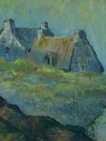 Ancien tableau breton forêt de Beffou paysage sabotier Côtes d'Armor Alb. Gouget - Miniature 1