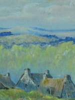 Ancien tableau breton forêt de Beffou paysage sabotier Côtes d'Armor Alb. Gouget - Miniature 2