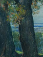 Ancien tableau breton forêt de Beffou paysage sabotier Côtes d'Armor Alb. Gouget - Miniature 6