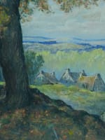 Ancien tableau breton forêt de Beffou paysage sabotier Côtes d'Armor Alb. Gouget - Miniature 9