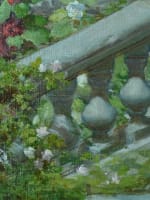 Grand tableau ancien paysage animé jeu de raquette au château tennis Serres XIXe - Miniature 6