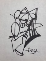 Ancien dessin, feutre signé Edgar Stoebel figure abstraction école de Paris - Miniature 1