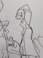 Ancien dessin / feutre sur canson Yvon Razgour croquis femmes peintre à la plage - Miniature 2