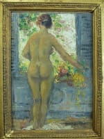 Très beau tableau portrait nu femme à la fenêtre André Hardy peintre Normandie - Miniature 3