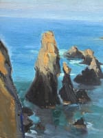 Ancien tableau Belle-Île Port-Coton marine Bretagne ent. Édouard Doigneau n°3 - Miniature 2