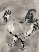 Ancienne petit lavis, signé Germaine Nordmann Coq Israel Judaïca - Miniature 1