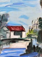 Tableau ancien paysage expressioniste vue de village style de Vlaminck HST cadre - Miniature 2