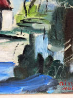 Tableau ancien paysage expressioniste vue de village style de Vlaminck HST cadre - Miniature 4