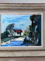 Tableau ancien paysage expressioniste vue de village style de Vlaminck HST cadre - Miniature 7
